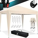 KESSER® Pavillon 3x3m | wasserdicht | inkl. Tasche | Pop-Up Klicksystem | UV-Schutz 50+ | Faltpavillon | Gartenzelt | Partyzelt | Metall-Verstrebungen | Beig