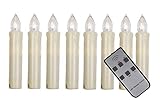 hdg LED Baumkerzen weiß mit Fernbedienung Ø 15 mm passend für Klassische Baumkerzenhalter für Weihnachtsbaum (weiß, 8 Stück)