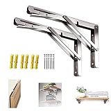 schwerlast klappscharnier scharniere klappbar Klappkonsole Schwerlast-Klappträger Klappregalhalterungen Wand Regalträger für Bänke und Regale Klappkonsole tisch Tragkraft: 80kg (2 Stück-300 mm)