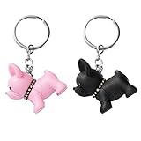 PRETYZOOM Französische Bulldogge Schlüsselanhänger Schwarz Rosa Miniatur Bulldogge Figuren 2pcs Taschenanhänger Geldbörse Handtasche Rucksäcke Dekoration Familien Freund Muttertag Geschenk