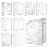 3D Wandpaneele aus PVC Kunststoff - weiße Wandverkleidung mit 3D Optik - Abstrakte Motive (3QM Sparpaket HD142 50x50cm) Kinderzimmer Wand Q