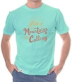 shirtdepartment - Herren T-Shirt - Mountains Are Calling türkis-Hellbraun M