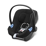 Cybex Silver Aton B i-Size Babyschale, Babyschale mit Neugeborenen-Einlage, Gruppe 0+ (0-13 kg), ab Geburt ca. 24 Monate (45-87 cm), Volcano Black