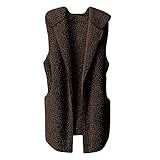 CCOOfhhc Teddyweste Damen Mit Kapuze Winter ärmellose Fleeceweste Winterjacke Einfarbig PlüSchwesten Sweatjacke Übergangsmantel Herbst Wasserdicht Weste Lang Elegant Kapuzenjacke Oversized M