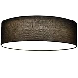 Navaris LED Deckenleuchte rund mit Stoffbezug - 22 Watt 970 Lumen - 41,5x41,2x14,5cm - Stoff Deckenlampe Dunkelgrau mit Montagematerial - warmweiß
