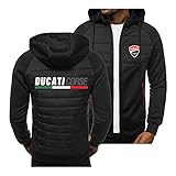 XPRINT Herren Winterjacken Full Zip für DUC-ATI Pullover Sweatshirts Langarm Reißverschluss Hoodie Gitterjacke mit Taschen Warme dicke Oberbekleidung(Color:C,Size:L)