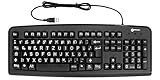 Tastatur mit großen Tasten und extra großer Schrift (Weiß auf Schwarz) mit Windows XP; Vista, 7, 8, 10 kompatibel (deutsche Version) - plug&play - Geemarc KBSV3_BLK_GE