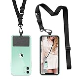 ROCONTRIP Crossbody Telefon Lanyard Patch Halsband Lanyard mit abnehmbarem Halsband Kompatibel mit den meisten Smartphones für die meisten Modelle (Schwarz)