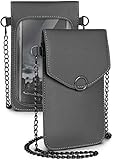 moex Handytasche zum Umhängen für alle Sony Xperia - Kleine Handtasche Damen mit separatem Handyfach und Sichtfenster - Crossbody Tasche, Dunkelg