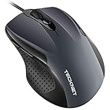 TECKNET Wired Maus Optical Business Mouse Verdrahtete Ergonomische Maus mit 6 Tasten, 2 Verstellbare DPI Level, USB-Kabel 140
