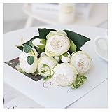 XMYINGWEI Künstliche Blumen Künstliche Blumen Seide Pfingstrosen Rosen Blumenstrauß Hohe Vase for Wohnkultur Weihnachten Hochzeit Dekorative Gefälschte Pflanzen (Color : Milk White)