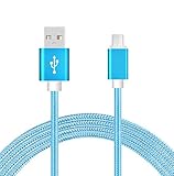 Sweet Tech Blau 1.5m Micro USB Nylon Umflochtenes Verwicklungssicheres Kabel Ladekabel Datenkabel Geeignet für Icefox i8 / Icefox i7 Dual Sim 4G