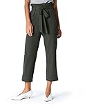 FIND Damen Hose Paperbag Waist AN5488, Einfarbig, Gr. 38 (Herstellergröße: M), Grün (Khaki)