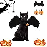 Halloween Haustier Kostüm,Halloween Pet Hund Bat Wings,Katze Bat Wings Kostüm,Katze Fledermaus Kostüm mit 2 Pumpkin Bell, Haustier Fledermausflügel,für Haustiere Hunde und Katzen, Halloween Party