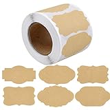 Kraft Etiketten Aufkleber, 500 Stück Kraftpapier Sticker, selbstklebende Marmelade Etiketten Aufkleber, Leere Gefrierschrank Etiketten für Marmeladenflaschen,Gläser,Handmade,Büro, Geschenkverpackung