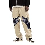 Herren Freizeithose mit geradem Bein Four Seasons Solid Color Loose All-Match mit Taschen und bedruckter Outdoor-Trainingshose 3XL