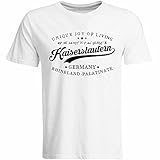 Kaiserslautern T-Shirt mit Breitengrad Längengrad Koordinaten GPS Stadt Souvenir Geschenk (Herren, Schwarz, Weiß, Navy), Farbe: Weiß, Größe: L