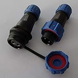 230V 12V IP68 13mm 2,3-polig, 2-Pin, 3Pin Rundstecker, Buchse, Verbinder Stecker mit Deckel, Steckverbindung, Steckverbinder wasserdicht für Garten Boot KFZ (3-Pin)