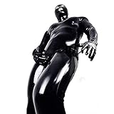 Herren Sexy Lack Leder Dessous Kostüm Erotische Kleidung Latex Catsuit PVC Body Overall fur Clubwear Schrittreiß Verschluss,XXL