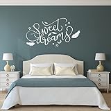 GRAVURZEILE Wandtattoo - Sweet Dreams Design - Wandtattoo für Schlafzimmer Wohnzimmer - Größe ca. 140 x 70 cm - Selbstklebend - Konturschnitt ohne Transparente oder weiße Ränder – Wanddek