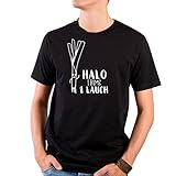 JUNIWORDS Herren T-Shirt mit rundem Ausschnitt - Halo I bims 1 Lauch Wähle Größe & Farbe Größe: L - Farbe: Schw