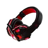 Kabel Kopfhörer Over Ear Gaming Spiel Headset Surround Stereo Sound Geräuschisolierung Headphone mit Mic Volume Control LED Licht RGB und Zwei 3.5 Stecker für Xbox One, PC, 3DS, Laptop, Tab