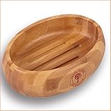 Grüne Valerie ® - Große edle nachhaltige Seifenschale/Seifenhalter/Soap Box Dish/aus Natur Holz (Bad, Dusche, Küche) - gereifter Bamb