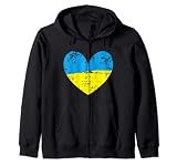 Frieden Liebe Ukraine Herz Flagge Retro Kapuzenjack