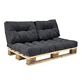 [en.casa] Kissen Set mit Sitzauflage und Rückenkissen für Euro Paletten Sofa, DIY Möbel für Wohnzimmer und Wintergarten, Dunkelg