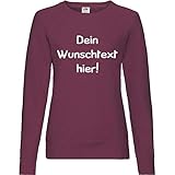 Shirt-Panda Damen Sweatshirt mit Wunschname Wunschdruck · Brust und oder Rücken Druck Personalisiert Women Personalisierbar Sprüche Frauen Anpassen Fun · Weinrot S
