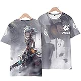 CAFINI Noelle/Ganyu/Qiqi/Keqing/Barbara Gunnhildr Bedrucktes T-Shirt Genshin Impact Game Unisex Kurzarm-Sweatshirt Fashion Streetwear Top (2XS-4XL)