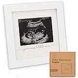 Baby Bilderrahmen Ultraschallbild - Bilderrahmen Schwangerschaft für Werdende Mama - Schwangerschaftsankündigung Baby Ultraschall Bilderrahmen ​(Alpinweiß)