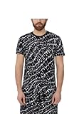 Moschino Herren-T-Shirt mit kurzen Ärmeln mit Logo-Aufdruck, schwarzer Allover, Schwarz , XL