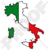 ITALIEN Italienische Karte-Flagge ITALIA 103mm Auto & Motorrad Aufkleber, Vinyl Stick