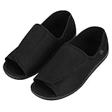 Verbandsschuhe Herren Sandalen Mit Klettverschluss Therapieschuhe Weiche Sandaletten Extra Weit Rehaschuhe Atmungsaktive Herrenschuhe Sneaker Flache Outdoorschuhe für Senioren Erw