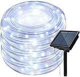 Solar Lichtschlauch 13M LED Lichterkette mit 100 Leds Lichterschlauch für Innen und Außen Gartendeko Baum Party, kaltweiß