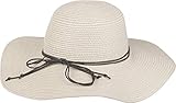 styleBREAKER Damen Strohhut mit schmalem Band und Schleife, Sonnenhut, Schlapphut, Sommerhut, Hut 04025012, Farbe:Creme-Weiß