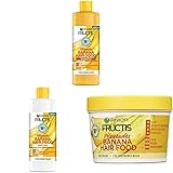 Garnier Fructis Haarpflege Set für trockenes, strapaziertes Haar, Mit Shampoo, Spülung und 3-in-1 Maske, Vegane Formel, Banana Hairfood, 3-teilig