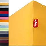 r-up Beste Spannbettlaken 180x200-200x220 bis 35cm Höhe viele Farben 95% Baumwolle / 5% Elastan 230g/m² Oeko-Tex stressfrei auch für Boxspringbetten (Sonnengelb)