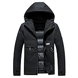 Daunenjacke Herren Herbst Winter Mit Kapuze Mittlere Länge Strickjacke Herren Jacke Modern Persönlichkeit Trend Tie-Dye Design Jugend Verdickung Warm Männer Winterjacke A-Black XL