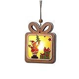 Weihnachtsschmuck Weihnachtsbaum aus Holz leuchtender fünfzackiger Sternszenendekorationsanhänger LED-Licht Schneeflocke Nachtlicht Weihnachtsbaum Hängende Ornamente Urlaub Dek