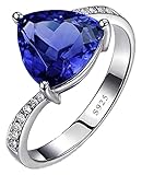 AmDxD Ring Hochzeitstag, Dreieck Ringe Hochzeit Silber aus 925 Sterling Silber mit Blauer Zirkonia, Geschenk für Muttertags Valentinstag Verlobung Geburtstags Weihnachten, Silber, Gr.60 (19.1)