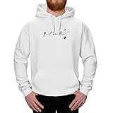 Jimmys Textilfactory Hoodie Just Breathe Entspannung Calm Down Atmen Meditation Ruhe 10 Farben XS-5XL Geduld Zen Achtsamkeit Selbstliebe Yoga Ayurveda, Farbe:Weiss - Logo schwarz, Größe:L