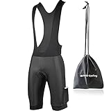 Outdoor Herren Radhose Trägerhose 9D Gepolstert Fahrrad Mountainbike Atmungsaktiv Kurz mit Tasche für Indoor Training Radfahren - Schw
