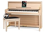 Classic Cantabile UP-1 LA E-Piano Deluxe Set - inklusive Pianobank, Kopfhörer und Klavierschule - Dämpfersimulation - MP3-Recorder - Mic In - OLED Display - 40 Sounds - 3 Pedale - helle E