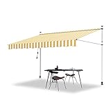 Hegnuth Klemmmarkise mit Handkurbel Orange und Weiß 350 x 120 x 200-300cm,Balkonmarkise ohne Bohren ,Markise UV-beständig Sonnenschutz,höhenverstellbar, Sonnenschutz w