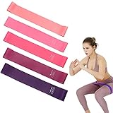 Resistance Bands [5er-Set] Fitnessbänder Theraband mit Übungsanweisungen in Deutsch & Tragetasche Naturlatex-Gymnastikband für Muskelaufbau, Yoga, Crossfit, Gymnastik usw