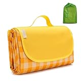 Picknickdecke, Campingdecke Stranddecke 195x200cm Wasserdicht Faltbar Picknick Matte mit Tragegriff Picnic Mat für Camping Strand Wanderungen O