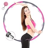 Hula Hoop Reifen Erwachsene für Fitness, Edelstahl Hoola Reifen Hoop mit Dicker Schaumstoff Baumwolle 8 Abnehmbarer hulla hoop Reifen mit Mini Bandmaß, Gewichten Einstellbar für Training/Bauchmusk