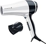 Remington Haartrockner Pro Dry D3080W, 2000 Watt, Keramik-Ionen-Ring, kompaktes Design, Stylingdüse, weiß/schw